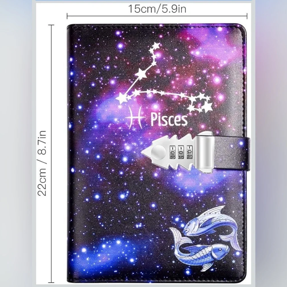 ✨Pisces Zodiac Lock Journal – Celestial Galaxy Design